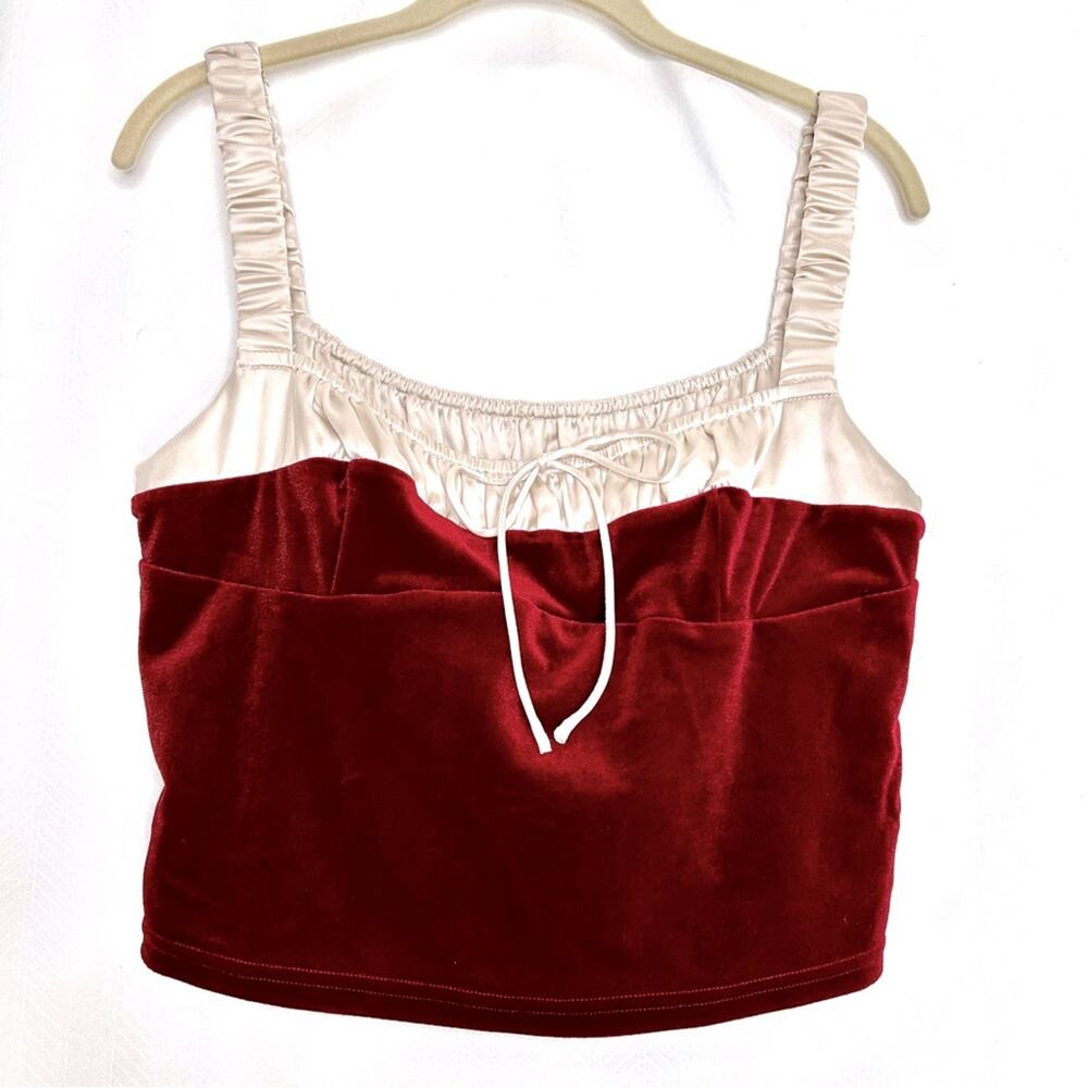 Princess Polly velvet Red and Cream crop top renaissance festival whimsy